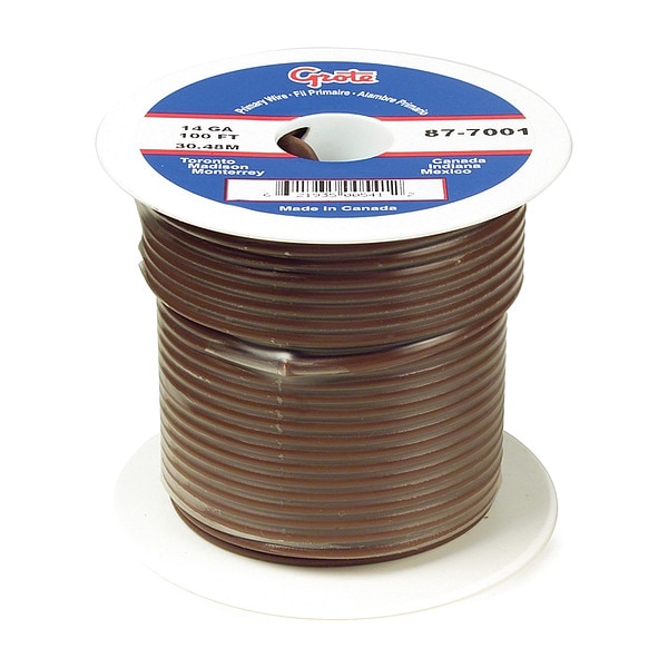 Grote Primary Automotive Wire, GPT, Copper, 14 AWG, 1, Brown, Stranded, 25 ft - 89-7001