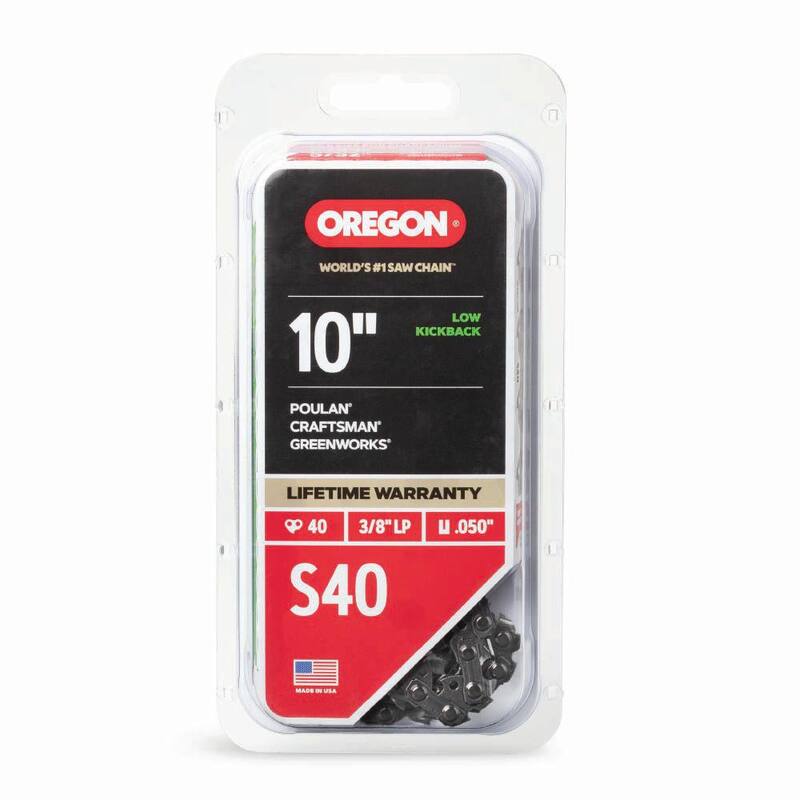 Oregon S40 Chainsaw Chain for 10 in. Bar, Fits Echo, Craftsman, Poulan, Remington, Skil, Husqvarna and More - S40-21
