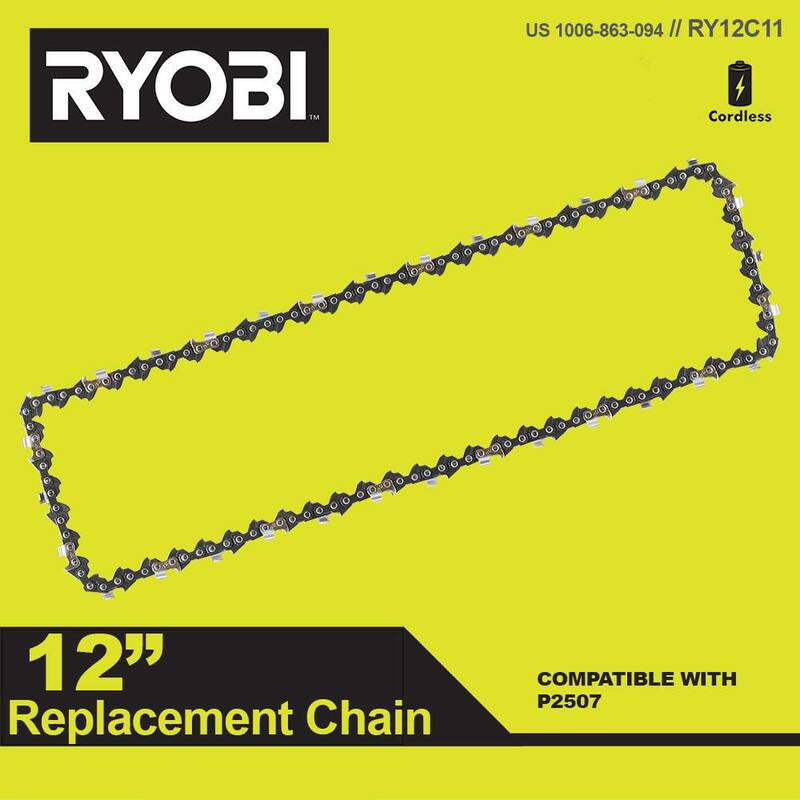 RYOBI 12 in. 0.043 Gauge Replacement Chainsaw Chain, 64 Links (Single Pack) - RY12C11