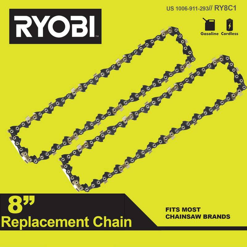 RYOBI 8 in. 0.043-Gauge Replacement Chainsaw Chain 33 Links (2-Pack) - RY8C1-2