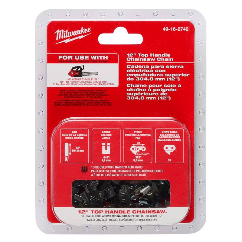 Milwaukee 12 in. Top Handle Chainsaw Chain with 51 Drive Links - 49-16-2742