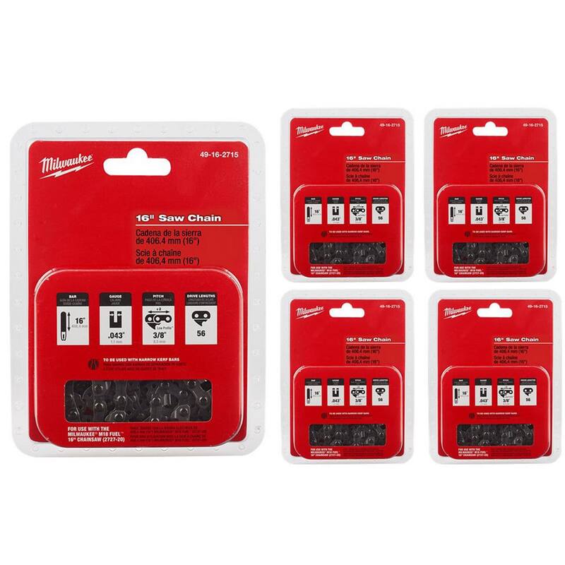 Milwaukee 16 in. Chainsaw Chain (5-Pack) - 49-16-2715-X5