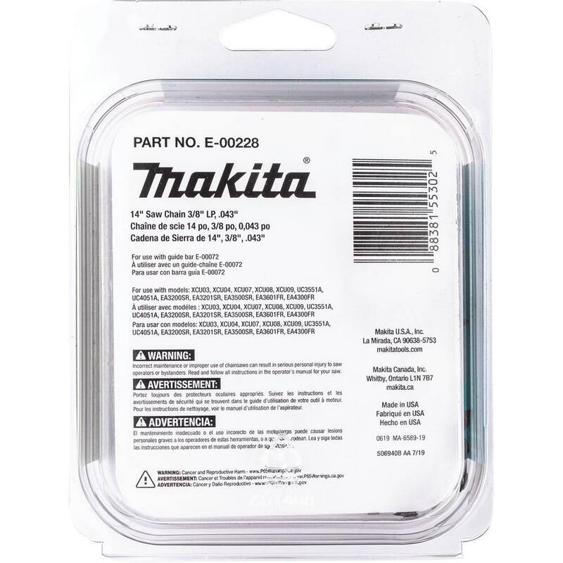 Makita 14 in. 0.043 in. Chainsaw Chain, 3/8 in. LP - E-00228
