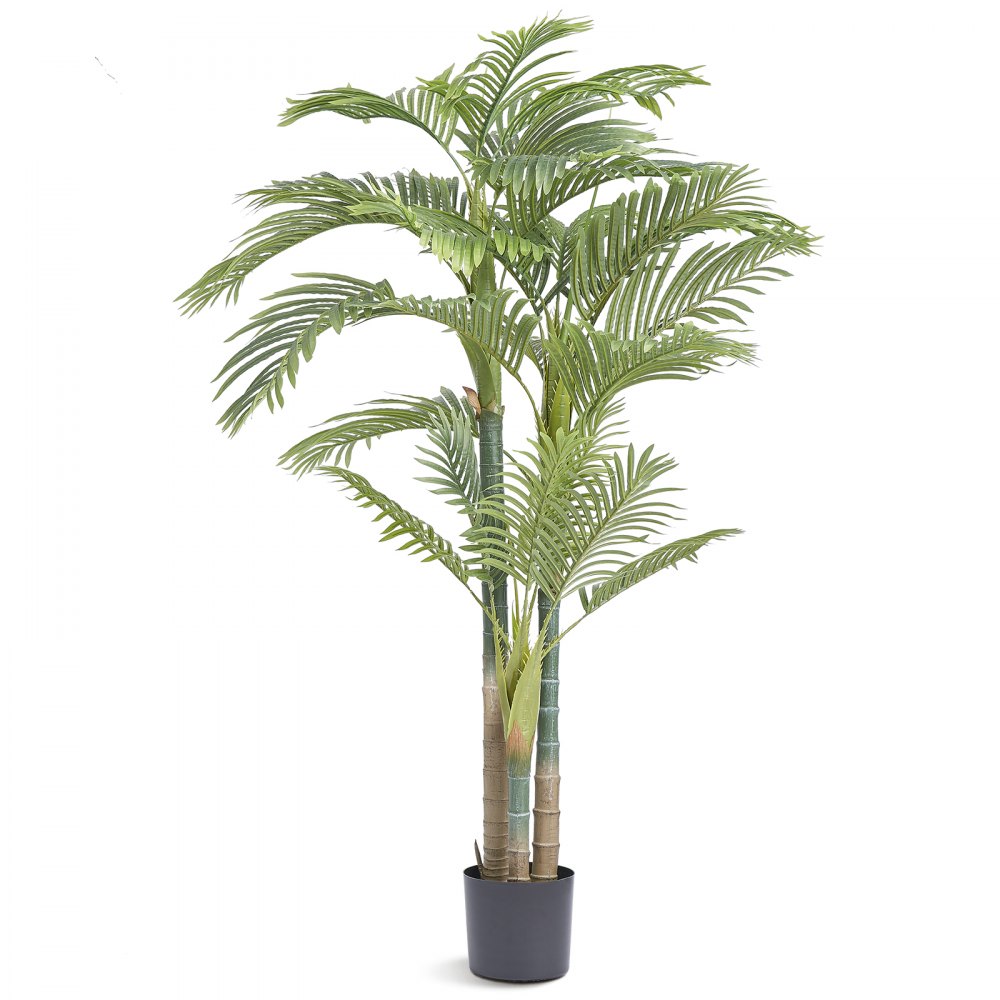 VEVOR Artificial Gold Cane Palm Tree, 6.5 FT Tall Faux Plant, PE Material & Anti-Tip Tilt Protection Low-Maintenance Plant, Lifelike Green Fake Tree for Home Office Warehouse Decor Indoor Outdoor - RZRDZW65FT1JI8DP4V0