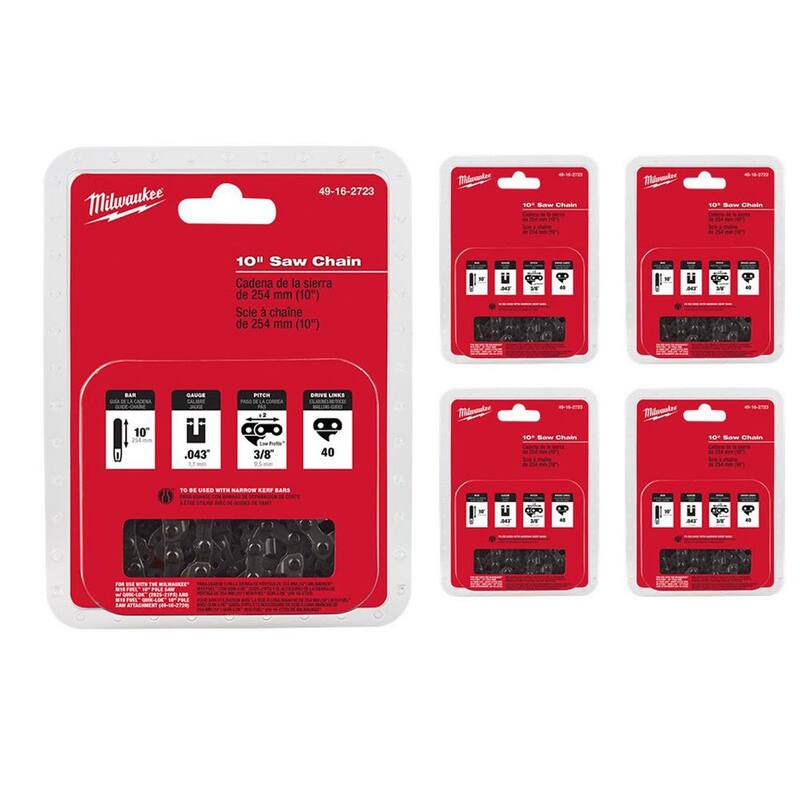 Milwaukee 10 in. Chainsaw Chain with 40 Drive Links (5-Pack) - 49-16-2723-X5