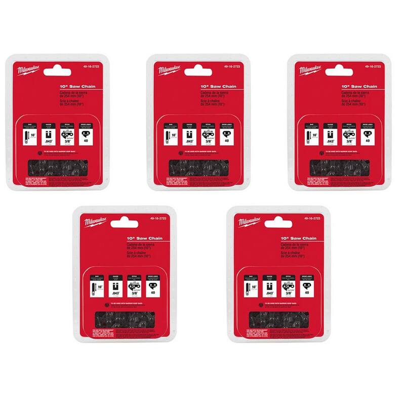 Milwaukee 10 in. Saw Chain (5-Pack) - 49-16-2723-49-16-2723-49-16-2723-49-16-2