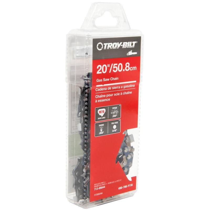 Troy-Bilt Original Equipment 20 in. 0.050 in. Gauge Chainsaw Chain for Gas Chainsaws with 78 Links, Replaces OE# 713-05044 - 490-700-Y118
