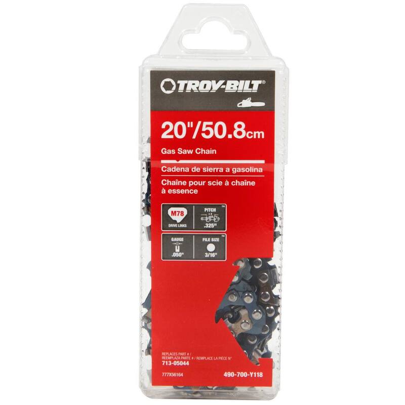 Troy-Bilt Original Equipment 20 in. 0.050 in. Gauge Chainsaw Chain for Gas Chainsaws with 78 Links, Replaces OE# 713-05044 - 490-700-Y118