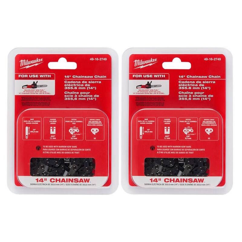 Milwaukee 14 in. Chainsaw Chain with 52 Drive Links (2-Pack) - 49-16-2749-49-16-2749