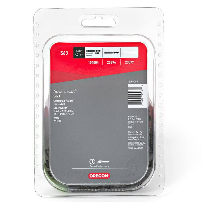 Oregon S63 Chainsaw Chain for 18 in. Bar Fits Craftsman, Worx, and Greenworks - S63