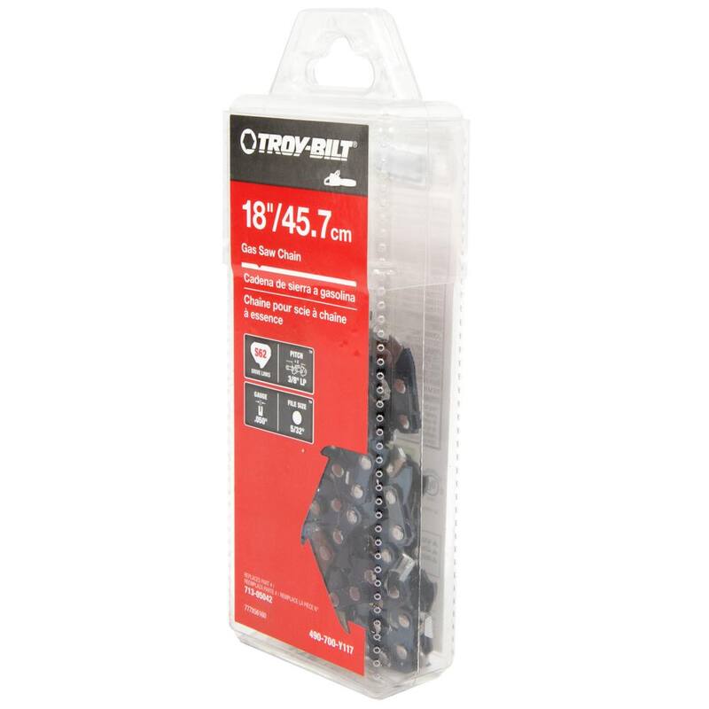 Troy-Bilt Original Equipment 18 in. 0.050 in. Gauge Chainsaw Chain for Gas Chainsaws with 62 Links, Replaces OE# 713-05043 - 490-700-Y117
