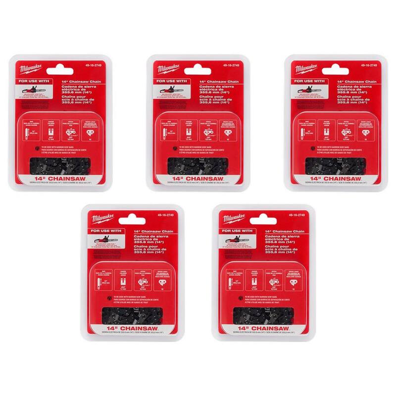 Milwaukee 14 in. Chainsaw Chain with 52 Drive Links (5-Pack) - 49-16-2749-49-16-2749-49-16-2749-49-16-2