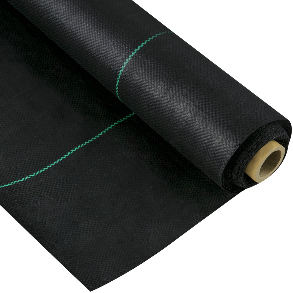 VEVOR 3FTx50FT Premium Weed Barrier Fabric Heavy Duty 5OZ, Woven Weed Control Fabric, High Permeability Good for Flower Bed, Geotextile Fabric for Underlayment, Polyethylene Ground Cover - FCB-0.9M15.2M-5OZV0
