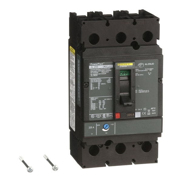 Square D Molded Case Circuit Breaker, JLL Series, 225A, 3 Pole, 600V AC, 125kA at 240V AC - JLL36225