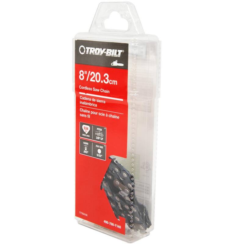 Troy-Bilt Original Equipment 8 in., 0.043 in. Gauge Chainsaw Chain for Gas Pole Saws with 34 Links, Replaces OE# 777X56168 - 490-700-Y140