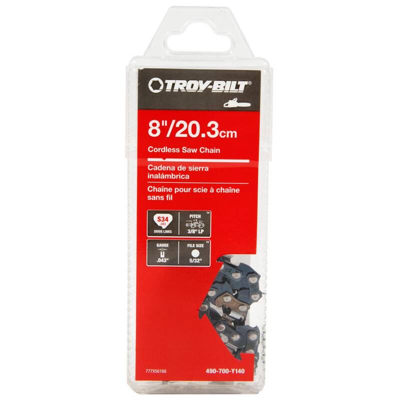 Troy-Bilt Original Equipment 8 in., 0.043 in. Gauge Chainsaw Chain for Gas Pole Saws with 34 Links, Replaces OE# 777X56168 - 490-700-Y140