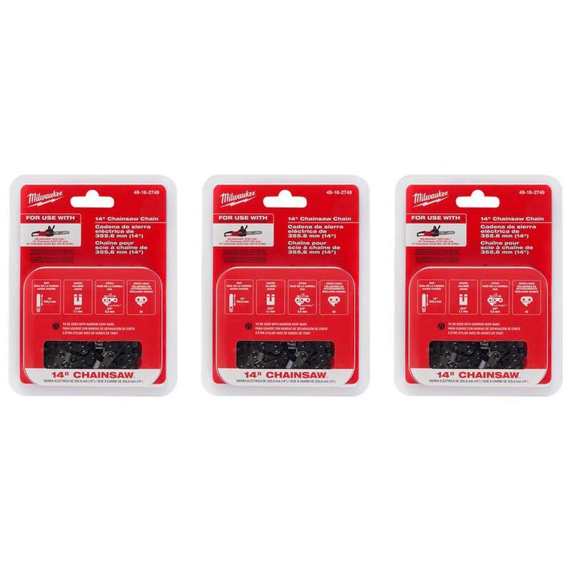 Milwaukee 14 in. Chainsaw Chain with 52 Drive Links (3-Pack) - 49-16-2749-49-16-2749-49-16-2749