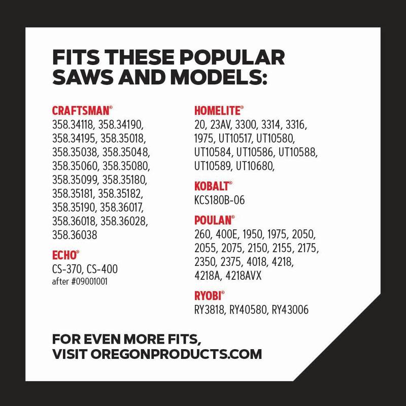 Oregon 18 in. Chainsaw Bar and S62 Chain, Fits Echo, Craftsman, Poulan, Homelite, Makita, Ryobi, Husqvarna and More (39272) - 18A041S62-23