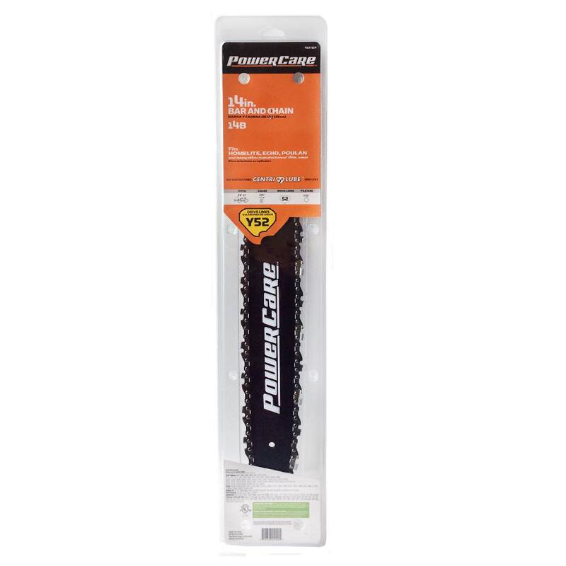 Powercare 14B/Y52 14 in. Low-Profile Combo Chainsaw Bar and Chain Combo for Medium-Duty Chainsaw - CL15014B52PC2