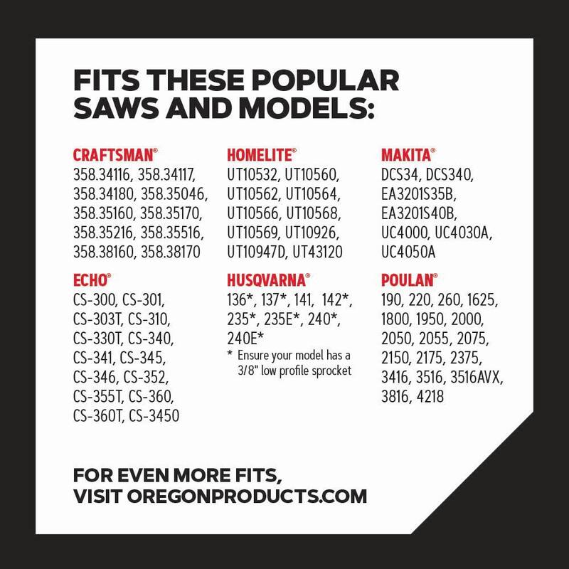 Oregon 16 in. Chainsaw Bar and S56 Chain, Fits Craftsman, Echo, Poulan, Homelite, Makita, Husqvarna, Ryobi and More (27857) - 16A041S56-23