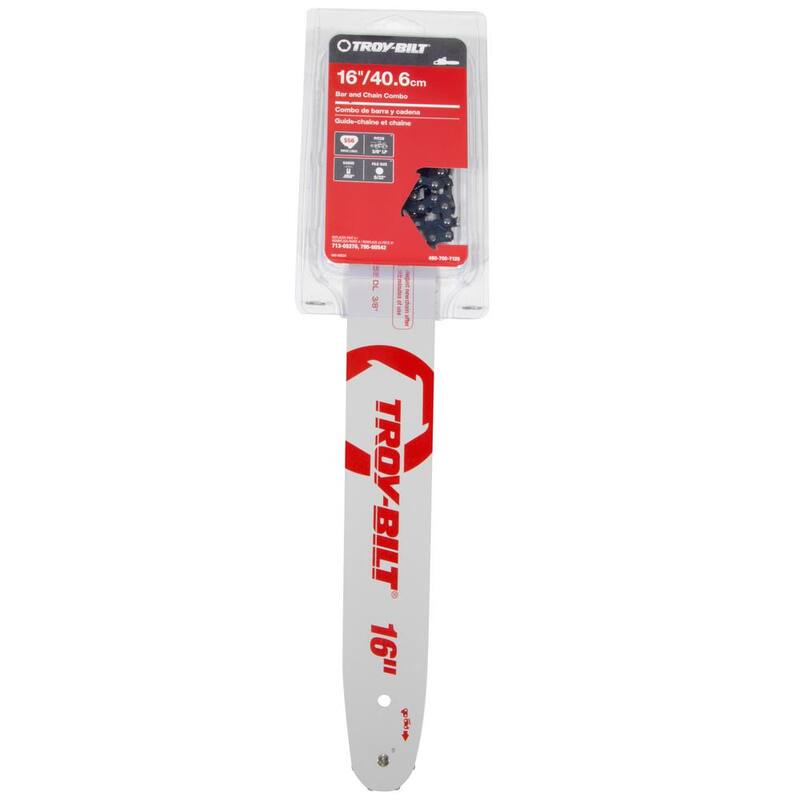 Troy-Bilt Original Equipment 16 in. Chainsaws Bar and Chain Combo for Gas with 56 Drive Links, Replaces OE# 713-05276,795-00542 - 490-700-Y126