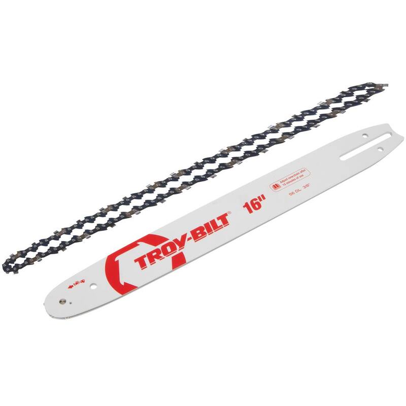 Troy-Bilt Original Equipment 16 in. Chainsaws Bar and Chain Combo for Gas with 56 Drive Links, Replaces OE# 713-05276,795-00542 - 490-700-Y126