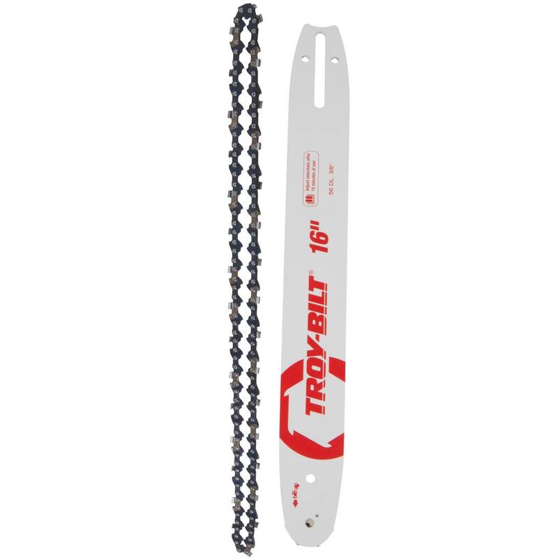 Troy-Bilt Original Equipment 16 in. Chainsaws Bar and Chain Combo for Gas with 56 Drive Links, Replaces OE# 713-05276,795-00542 - 490-700-Y126