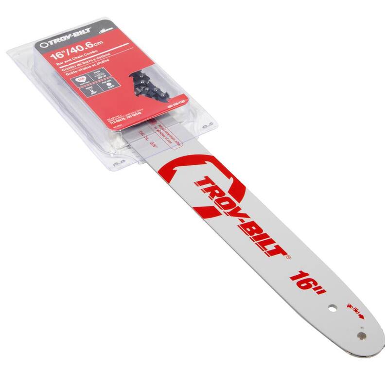 Troy-Bilt Original Equipment 16 in. Chainsaws Bar and Chain Combo for Gas with 56 Drive Links, Replaces OE# 713-05276,795-00542 - 490-700-Y126