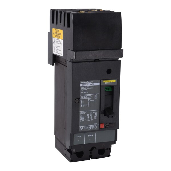 Square D Molded Case Circuit Breaker, HDA Series, 70A, 2 Pole, 600V AC, 25kA at 240V AC - HDA260702