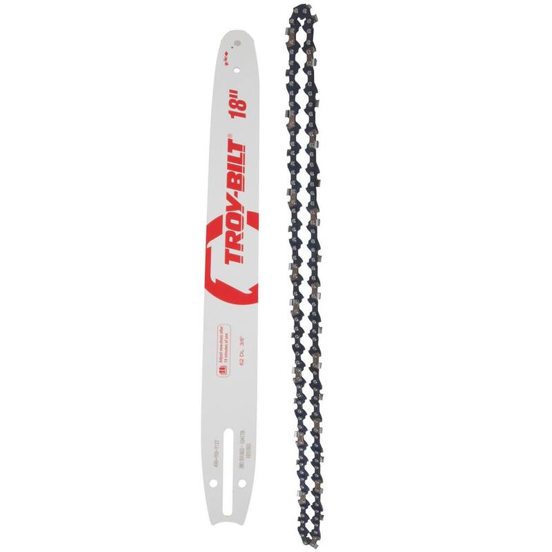 Troy-Bilt Original Equipment 18 in. Chainsaws Bar and Chain Combo for Gas with 62 Drive Links, Replaces OE# 713-05042,795-00543 - 490-700-Y127