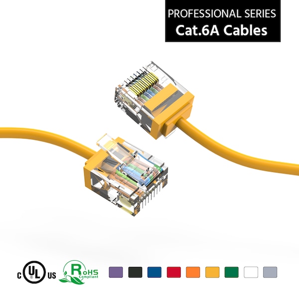 Bestlink Netware CAT6A UTP Super-Slim Ethernet Network Cable 32AWG- 4ft- Yellow - 100294YW