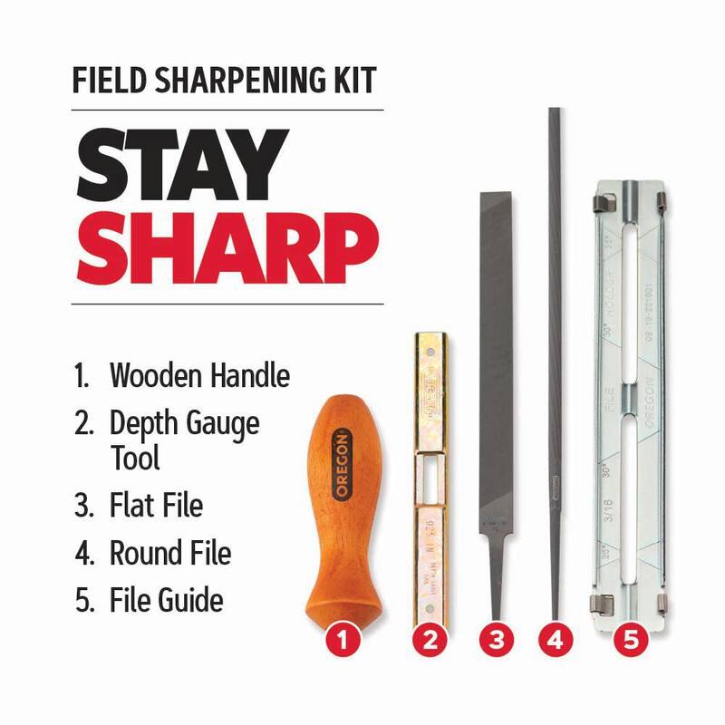 Oregon Chainsaw Sharpening Kit - Includes File Guide, 5/32 in. Round File, Flat File and depth gauge adjustment tool 104004 - 104004-21