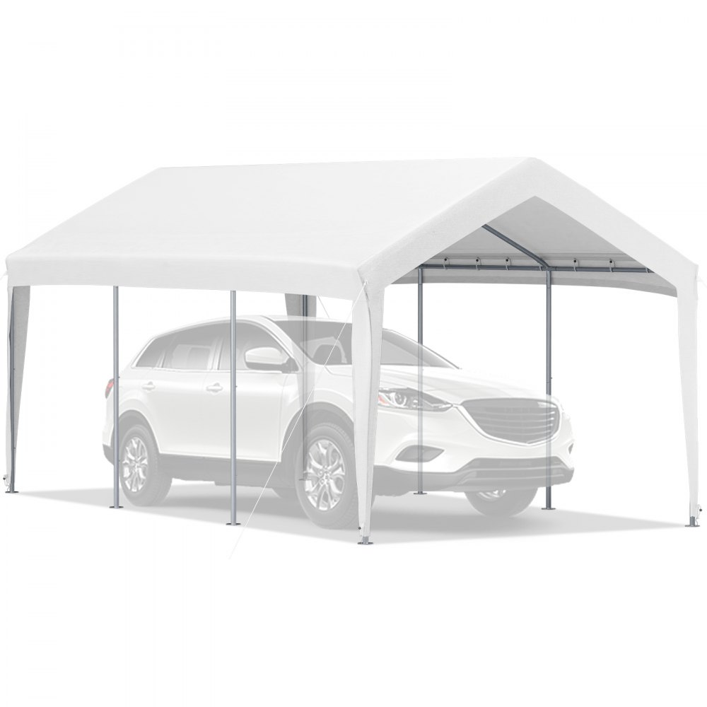 VEVOR Carport Canopy Car Shelter Tent 10 x 20ft for Auto Boats with 8 Legs White - QCZYP10X20FT8PX9HV0