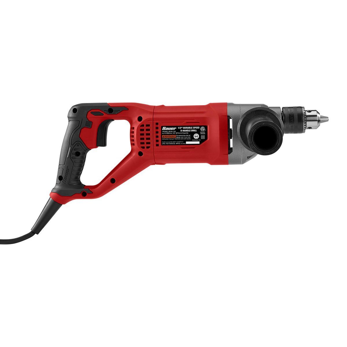 Taladro de mango en D Bauer de 9 amperes y 1/2 pulgadas con velocidad variable - 59716