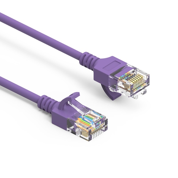 Bestlink Netware CAT6A UTP Slim Ethernet Network Booted Cable 28AWG- 0.5ft- Purple - 100250PU