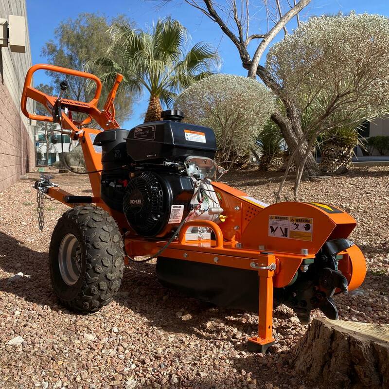 Power King 11 in. 14 HP Commercial Kohler Gas Powered Stump Grinder with Extra Set of Teeth, Tow Bar, Electric Start and Hour Meter - PK0803-EH1
