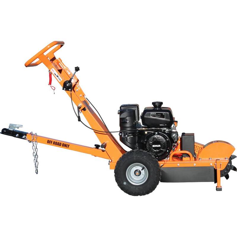 Power King 11 in. 14 HP Commercial Kohler Gas Powered Stump Grinder with Extra Set of Teeth, Tow Bar, Electric Start and Hour Meter - PK0803-EH1