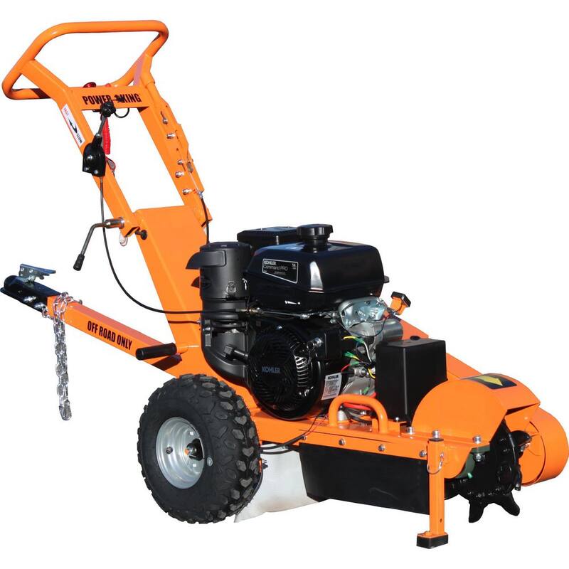 Power King 11 in. 14 HP Commercial Kohler Gas Powered Stump Grinder with Extra Set of Teeth, Tow Bar, Electric Start and Hour Meter - PK0803-EH1