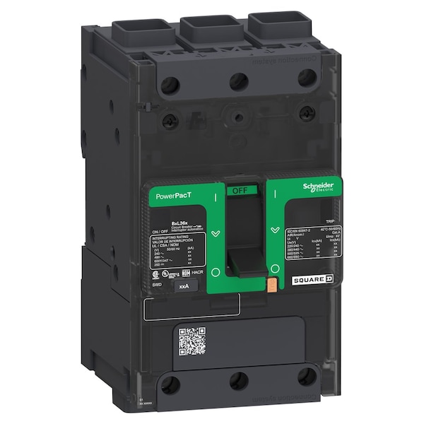 Schneider Electric Molded Case Circuit Breaker, BDF Series, 50A, 3 Pole, 347/600V AC, 25kA at 240V AC, B Curve - BDF36050