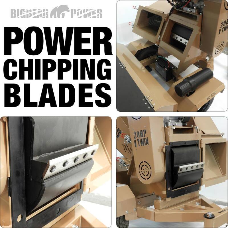 BIGBEAR POWER Tornadic 6 in. 20 HP V-Twin Engine, Gas Powered Commercial Chipper Shredder, Self Feeding, Electric Start - BBC62