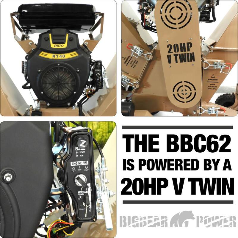 BIGBEAR POWER Tornadic 6 in. 20 HP V-Twin Engine, Gas Powered Commercial Chipper Shredder, Self Feeding, Electric Start - BBC62