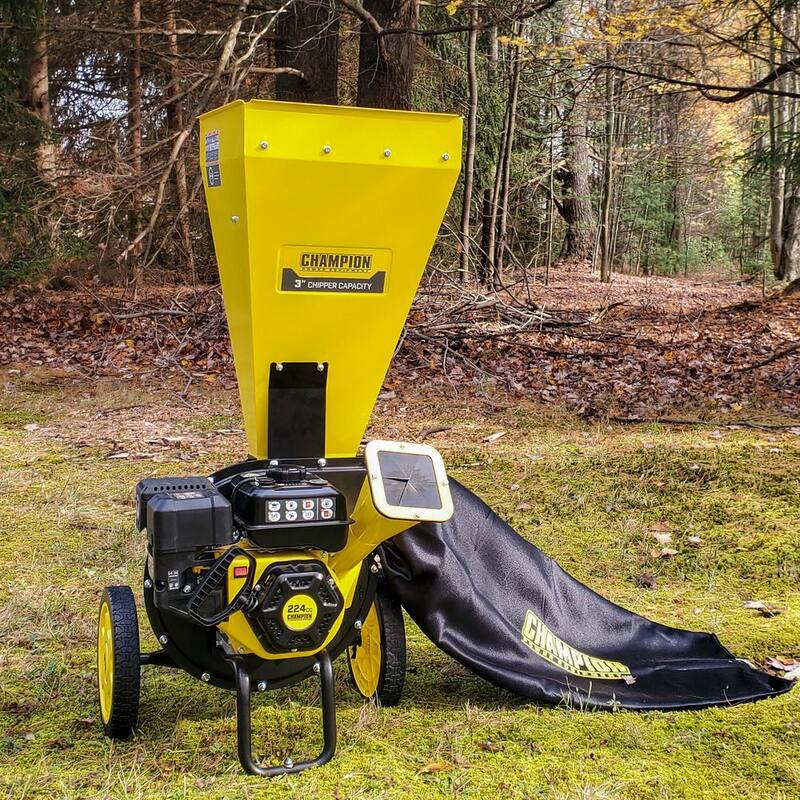 Champion Power Equipment 3 in. Dia 224 cc 2-in-1 Upright Gas Powered Wood Chipper Shredder - 200946