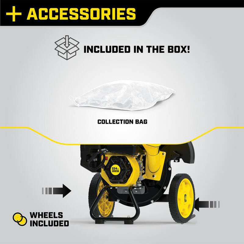 Champion Power Equipment 3 in. Dia 224 cc 2-in-1 Upright Gas Powered Wood Chipper Shredder - 200946