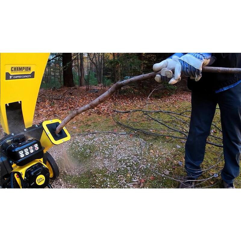 Champion Power Equipment 3 in. Dia 224 cc 2-in-1 Upright Gas Powered Wood Chipper Shredder - 200946