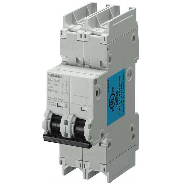 Siemens Miniature Circuit Breaker, 5SJ4 Series, 10A, 2 Pole, 240V AC, 14kA, D Curve - 5SJ42108HG41