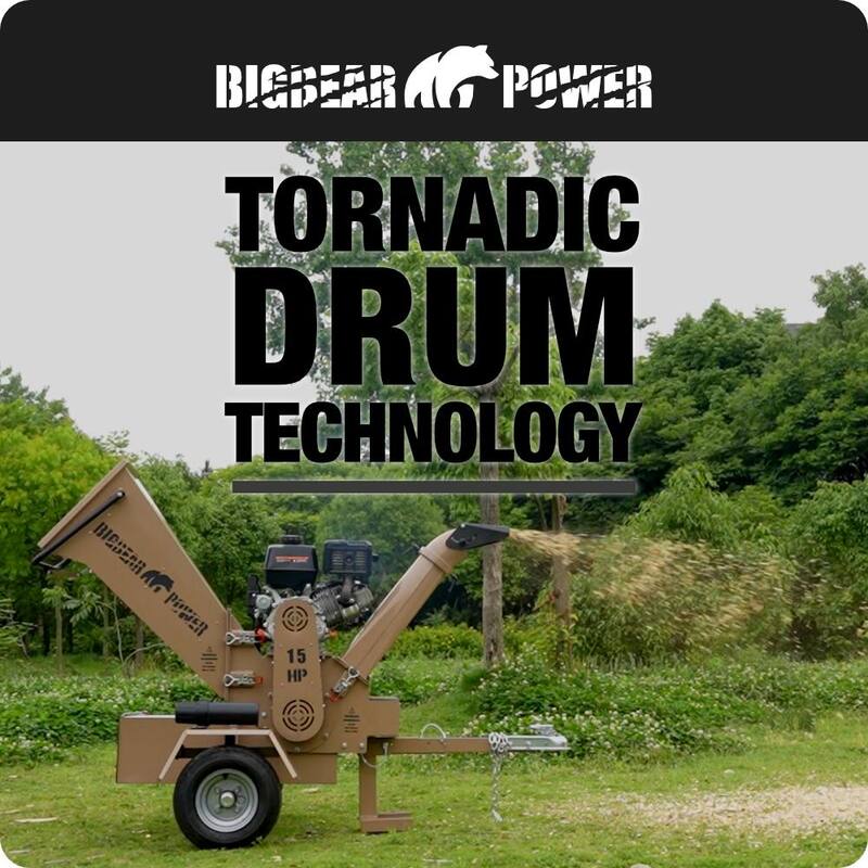 BIGBEAR POWER Tornadic 5 in. 15 HP Gas Powered Commercial Chipper Shredder, Self Feeding, Tow Package, Electric Start - BBC52