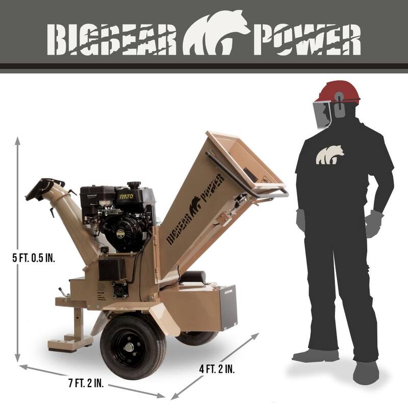 BIGBEAR POWER Tornadic 5 in. 15 HP Gas Powered Commercial Chipper Shredder, Self Feeding, Tow Package, Electric Start - BBC52