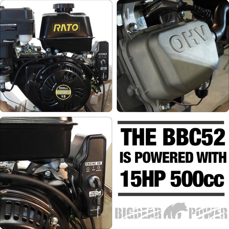BIGBEAR POWER Tornadic 5 in. 15 HP Gas Powered Commercial Chipper Shredder, Self Feeding, Tow Package, Electric Start - BBC52