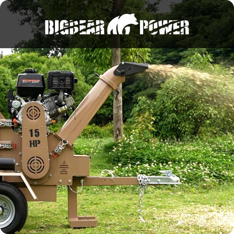 BIGBEAR POWER Tornadic 5 in. 15 HP Gas Powered Commercial Chipper Shredder, Self Feeding, Tow Package, Electric Start - BBC52