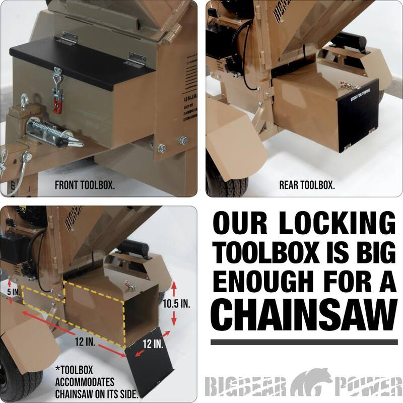 BIGBEAR POWER Tornadic 5 in. 15 HP Gas Powered Commercial Chipper Shredder, Self Feeding, Tow Package, Electric Start - BBC52